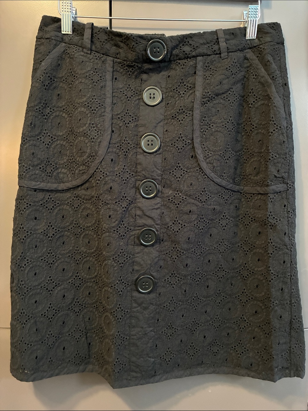 Worthington black Eyelet Button-Front Mini Skirt